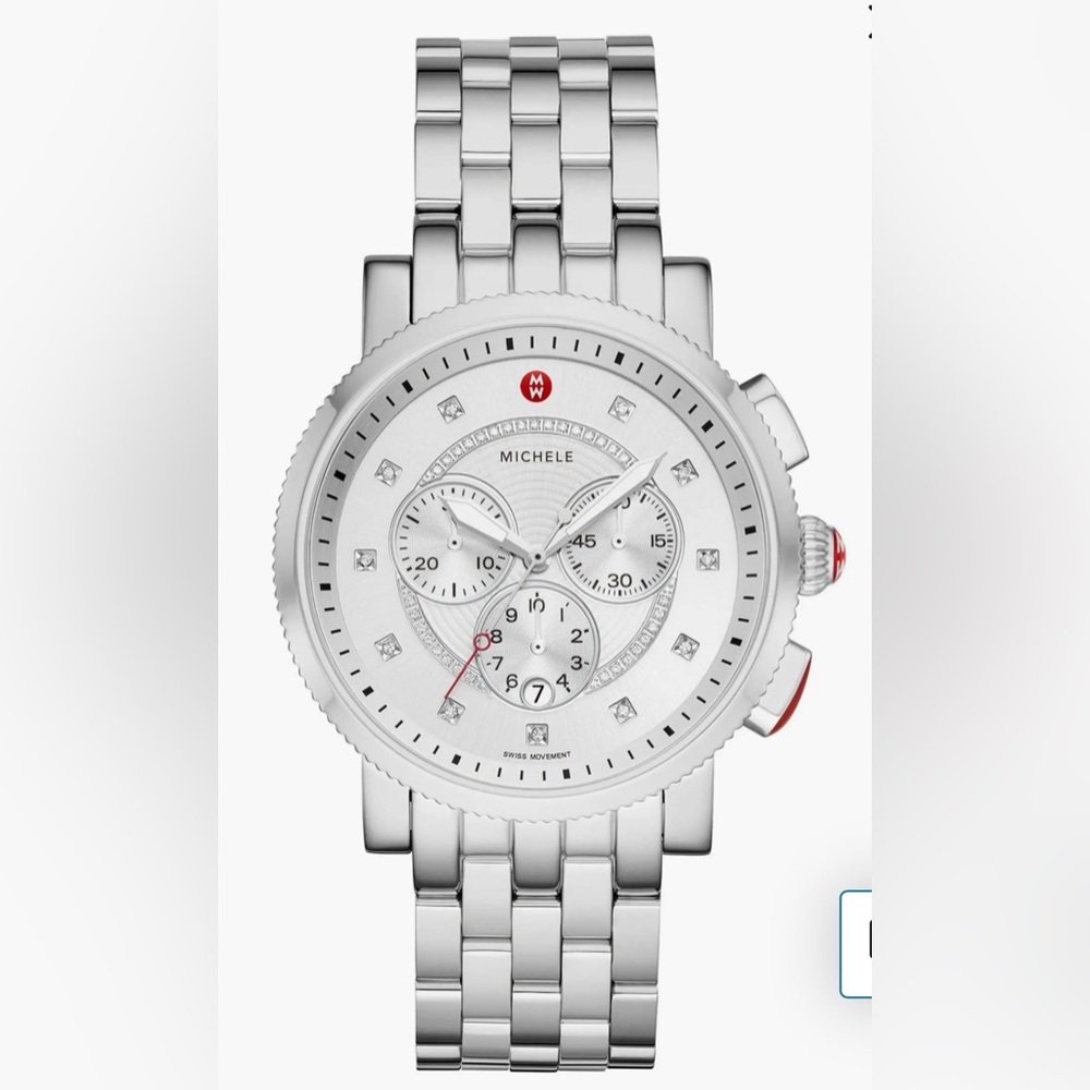 Michele Stainless Steel Diamond Chronograph